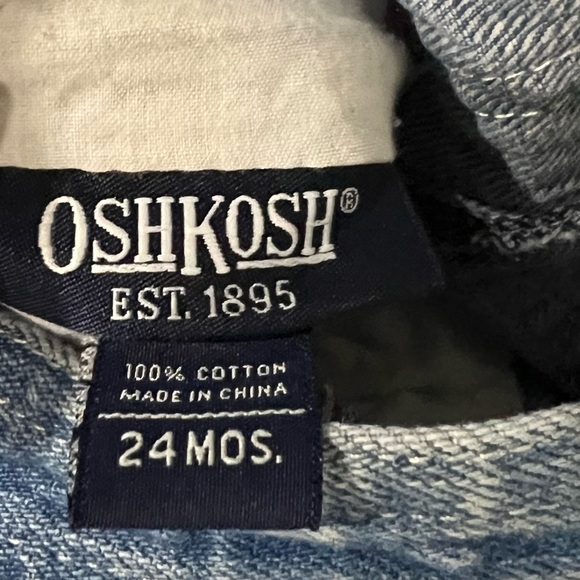 OshKosh B'gosh Classic Blue Overalls Size 24 months Vintage 100% Cotton - Picture 4 of 5